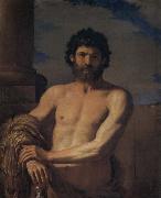 Giovanni Francesco Barbieri Called Il Guercino Hercules bust Spain oil painting artist